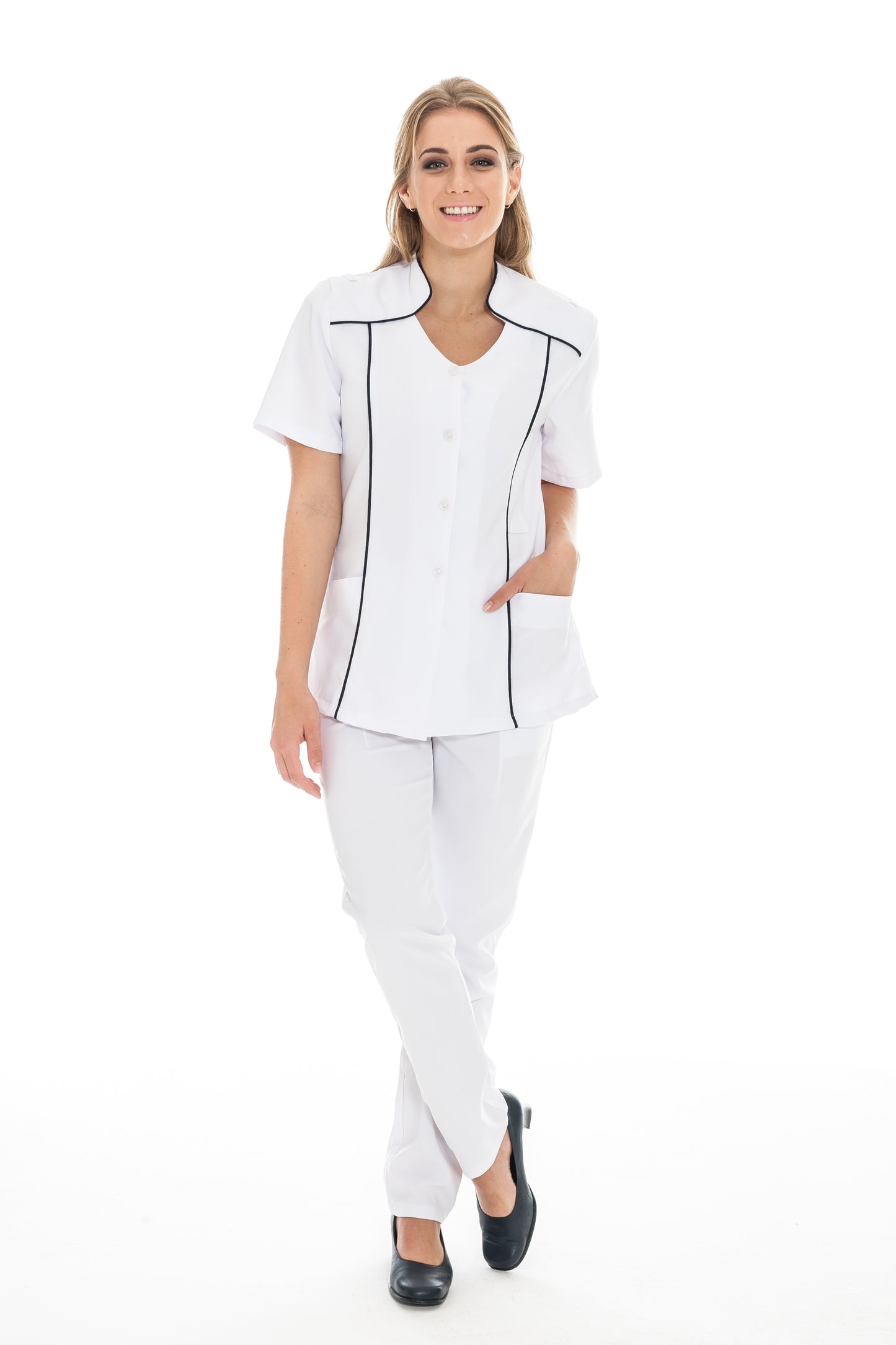 Nadia SS Tunic with central buttons and 2 pockets (B1138BM)
