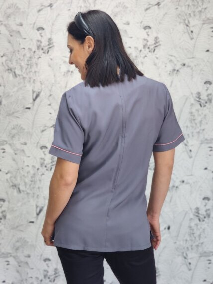 Nancy Nurses Blouse with Epaulettes Grey/Pink