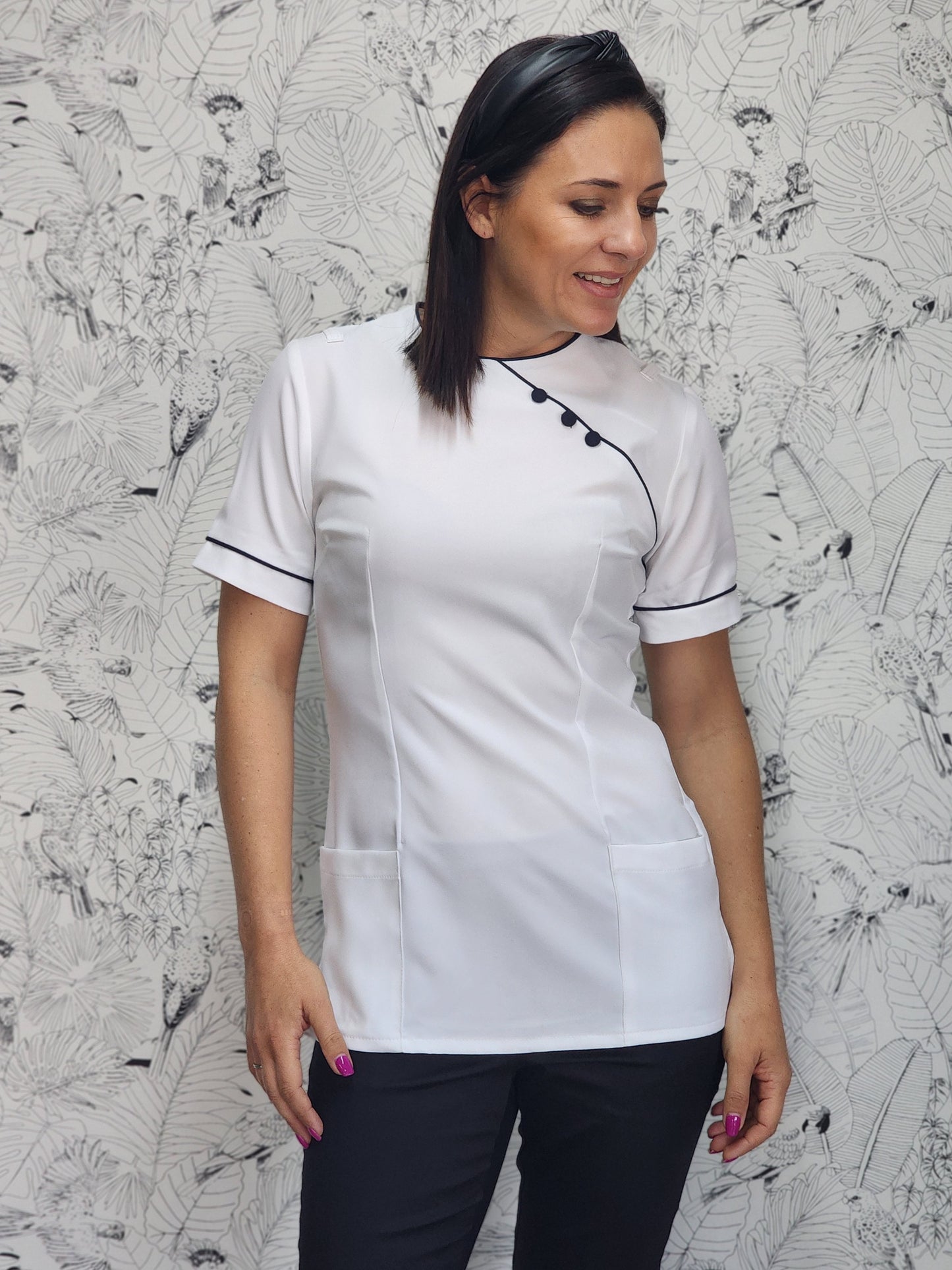Nina SS Blouse (BL3047BM) White/White