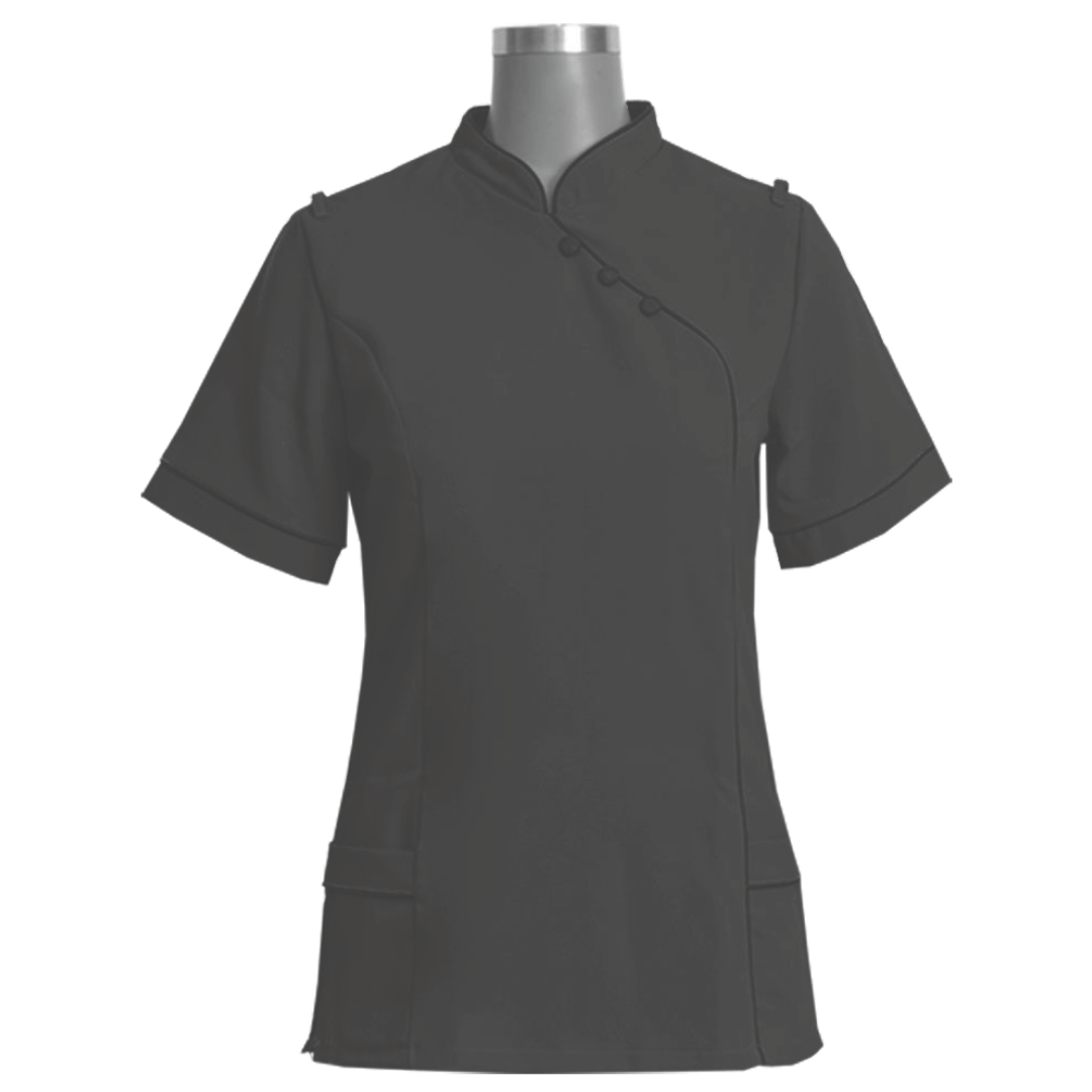 Nancy Blouse Black/Black (BL3049BM) with piping detail down front