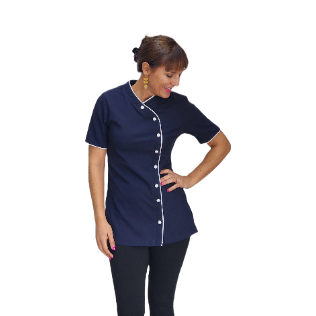 Maddy Tunic with Buttons (N2028BM) Navy/white