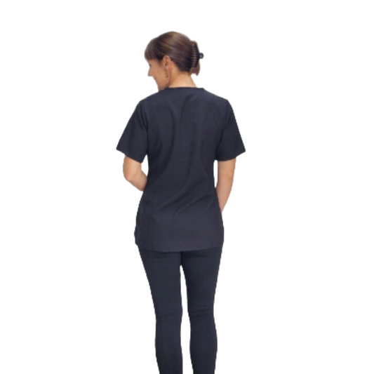 Nelia SS V-Neck Tunic with pockets Black/White (N105BM)