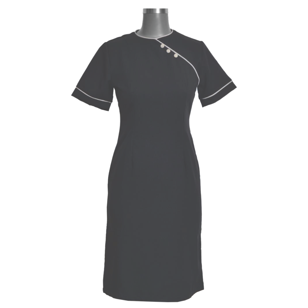 Madri Round Neck Nurses/Spa Dress Black/Stone (BL3048BM)