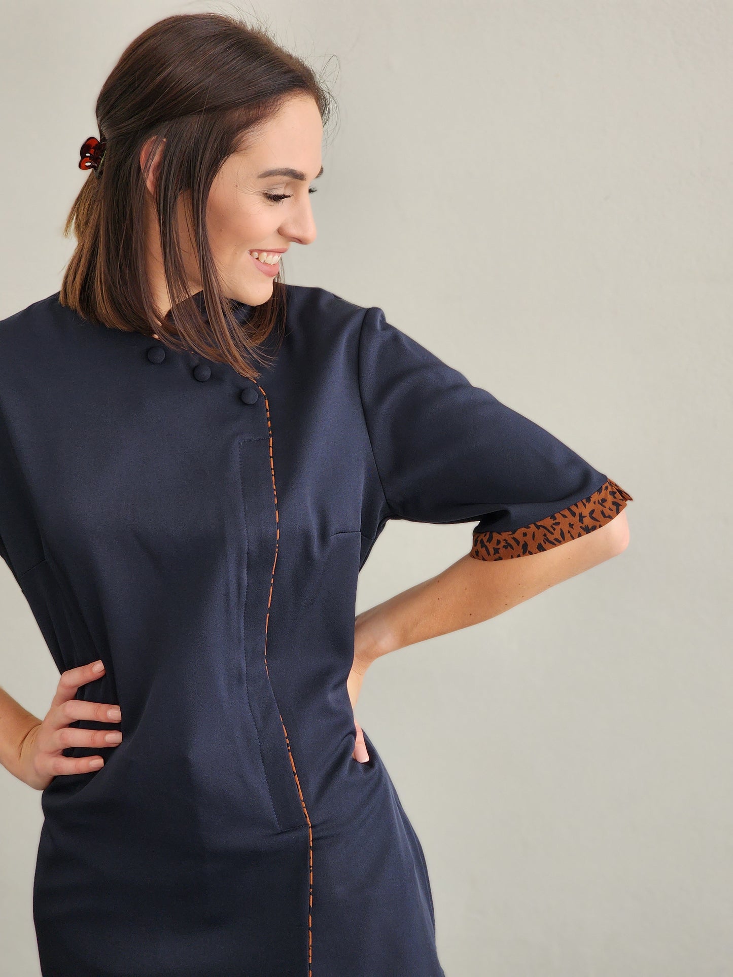 Madri Top Navy/Leo Tunic