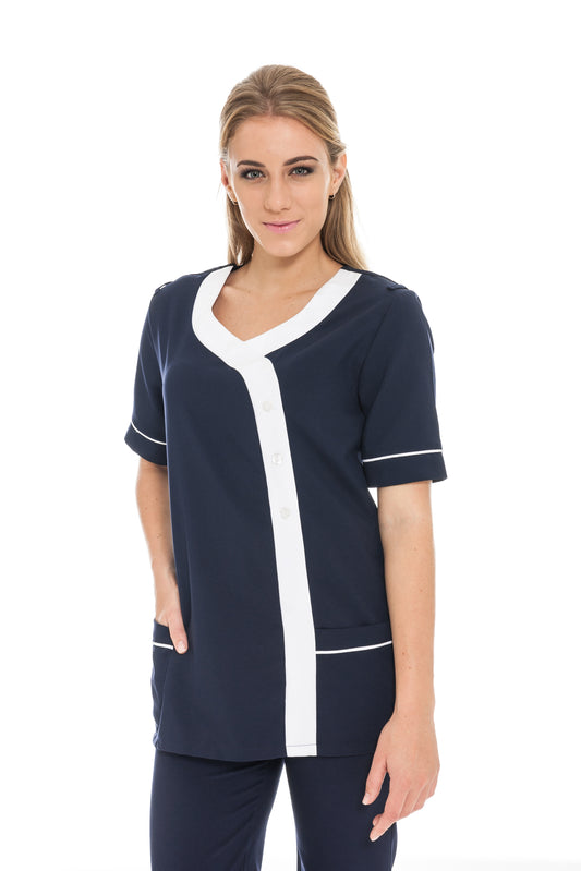 Natalie Round Neck contrast Tunic with pockets