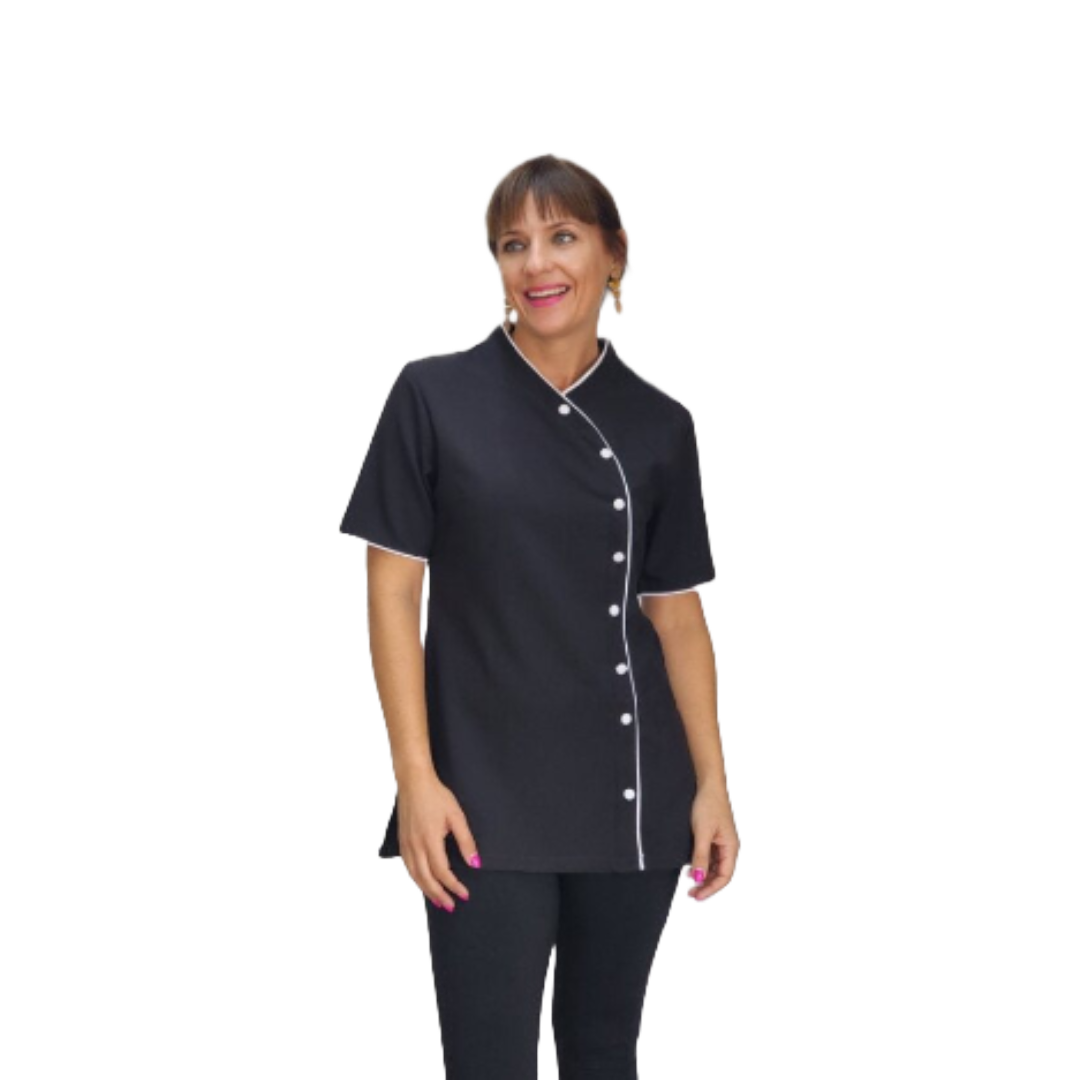 Maddy Tunic with Buttons (N2028BM) Black/white