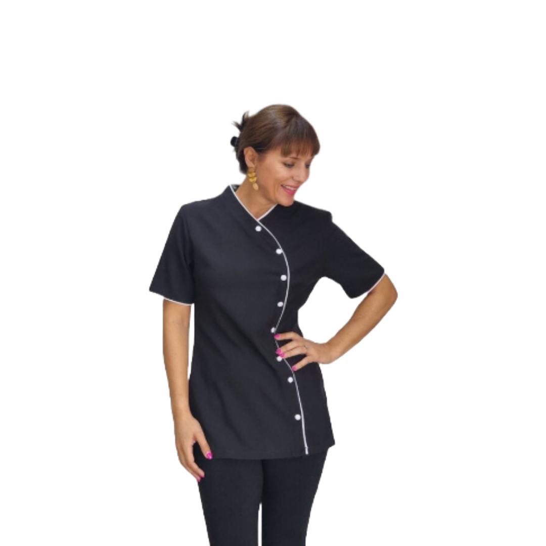 Maddy Tunic with Buttons (N2028BM) Black/white