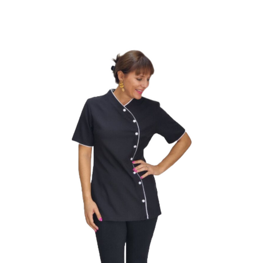 Maddy Tunic with Buttons (N2028BM) Black/white