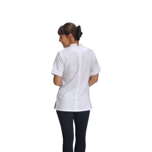 Nancy Blouse White/White (BL3049)with piping down front