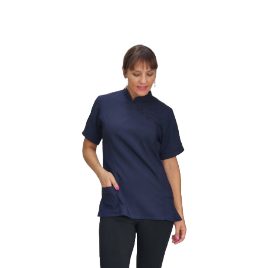 Nancy Blouse Navy/Navy (BL3049) with piping down front