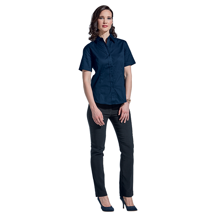 Ladies Brushed Cotton Twill Blouse Short Sleeve