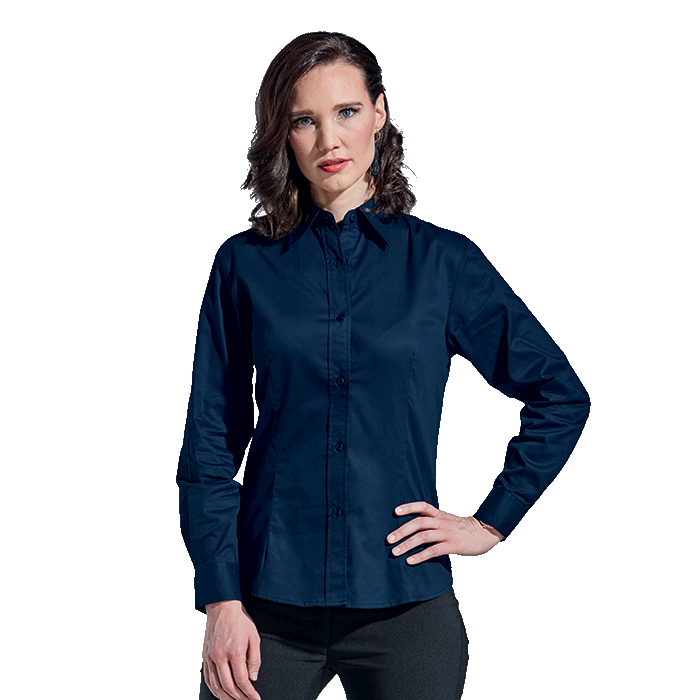 Ladies Brushed Cotton Twill Blouse Long Sleeve